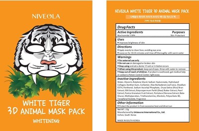 Image Description (Niveola White Tiger 3d Animal Mask Pack)